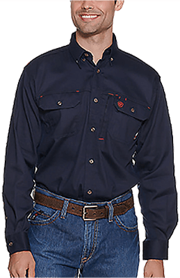 Ariat Men's Solid Navy Vent Long Sleevel FR Work Shirt